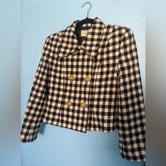 Tweed Plaid Cropped Suit Blazer & Slit Skirt Set - Picture 2 of 8